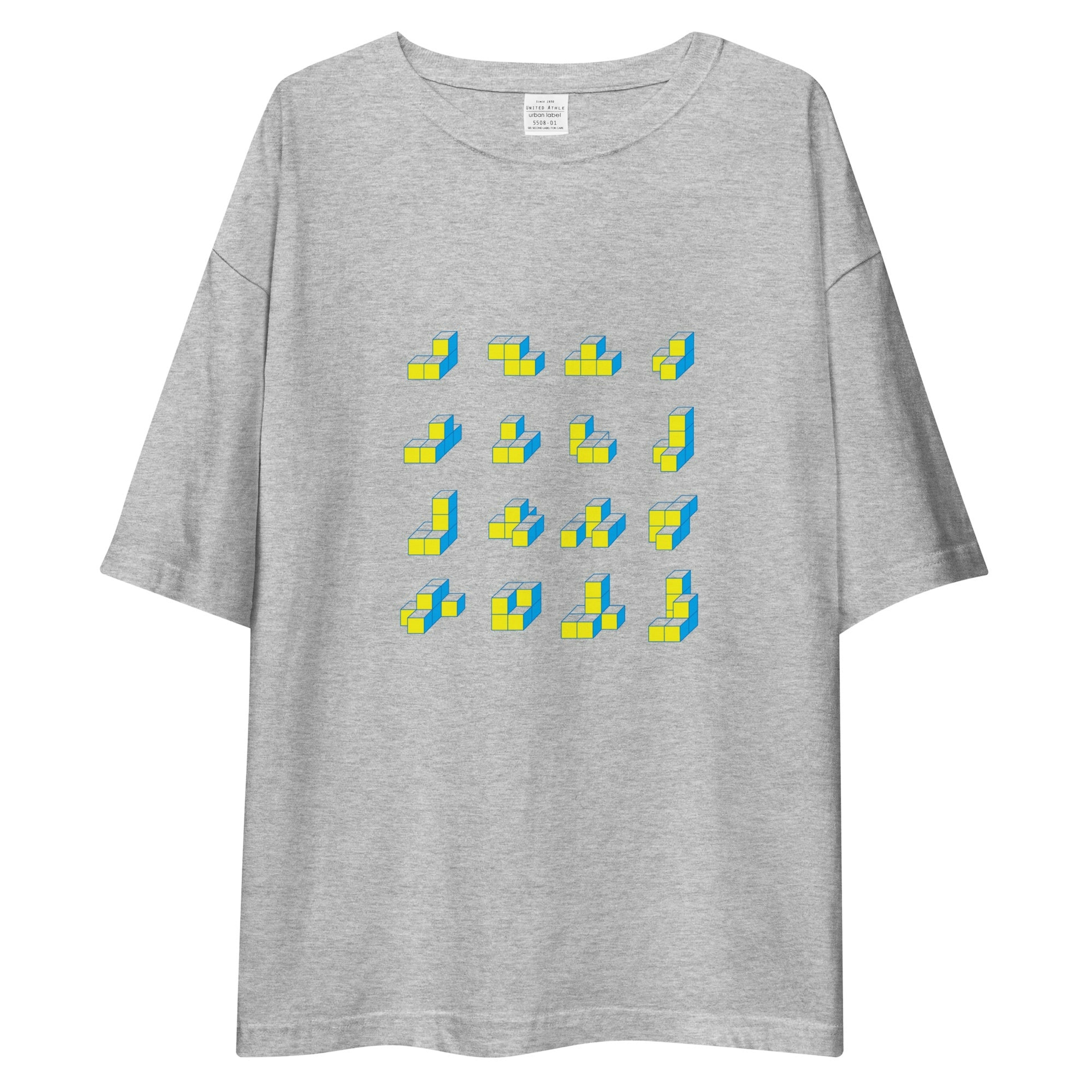 Cube Yellow x Blue Big Silhouette T-shirt [Light color]