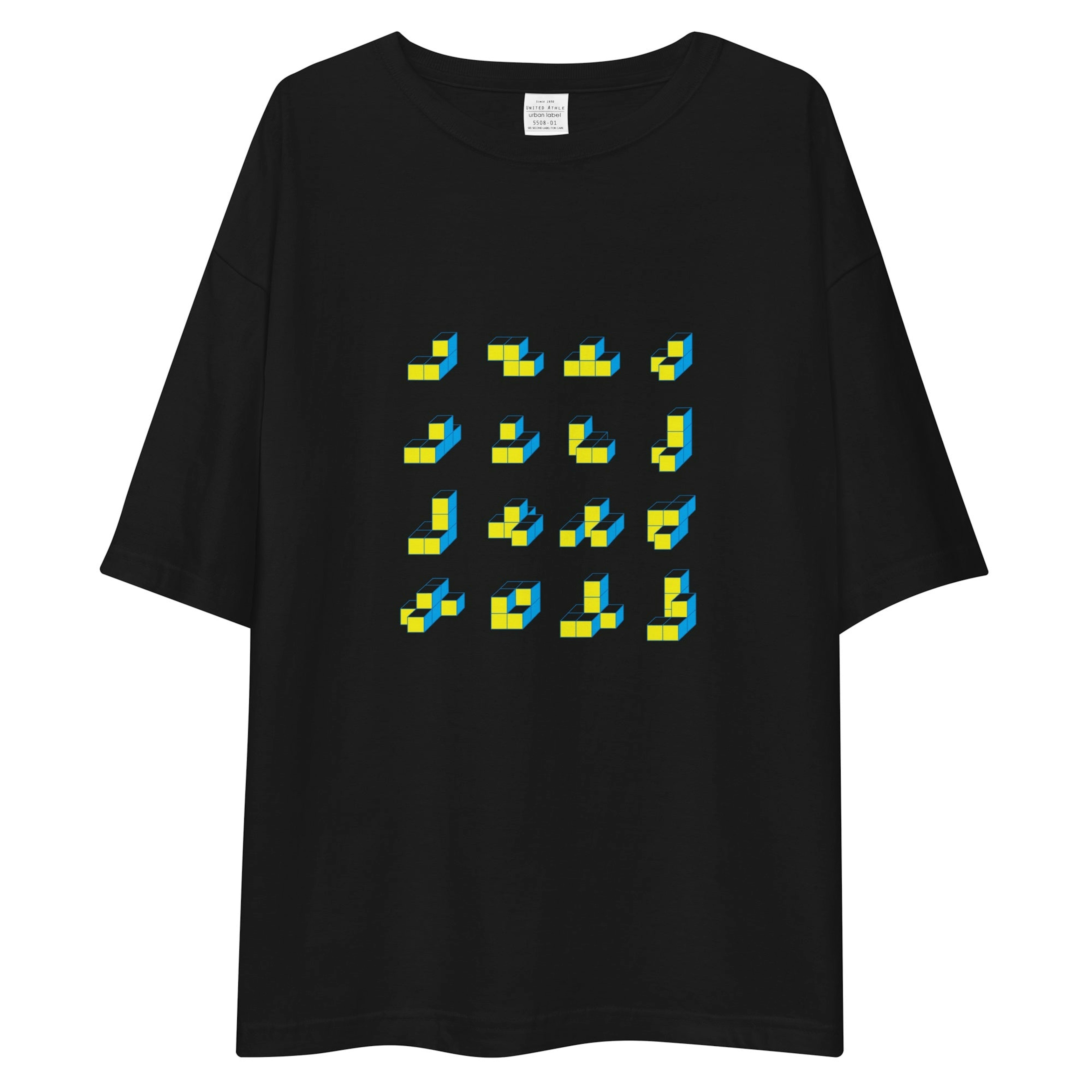 Cube Yellow x Blue Big Silhouette T-shirt [Dark Color]